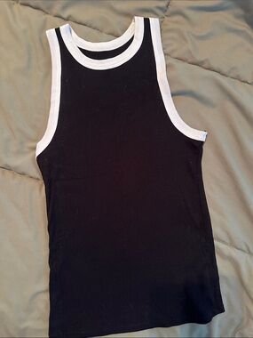 a new day Black Tank Top with White Trim